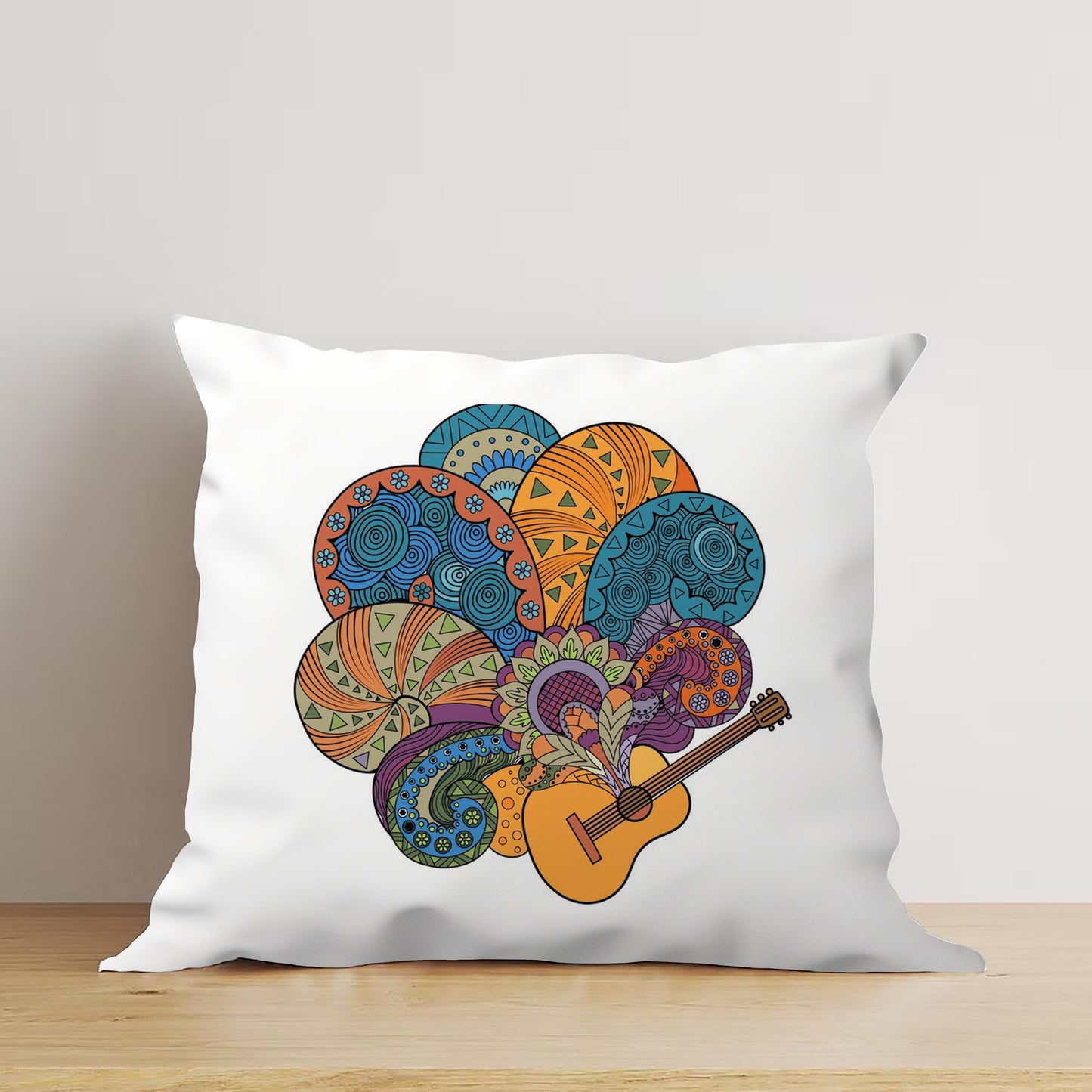 Painting Guitar Art Print Design Cushion (12x12 inches) Pack of 1