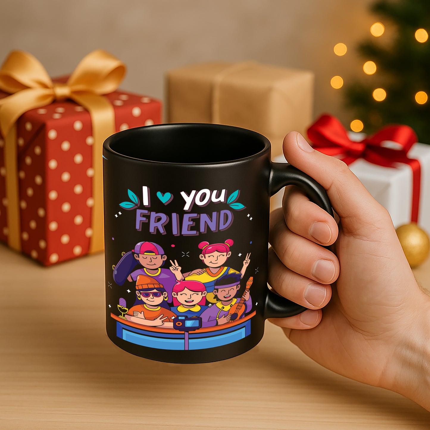 I love You friend 330 ml Black Coffee Mug (Pack of 1)