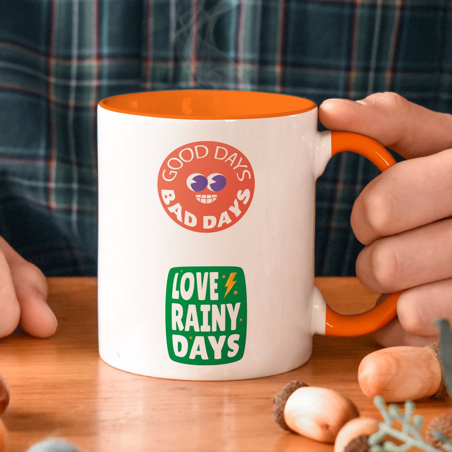 Flat design retro sticker collection Orange Handle 330 ml Coffee Mug