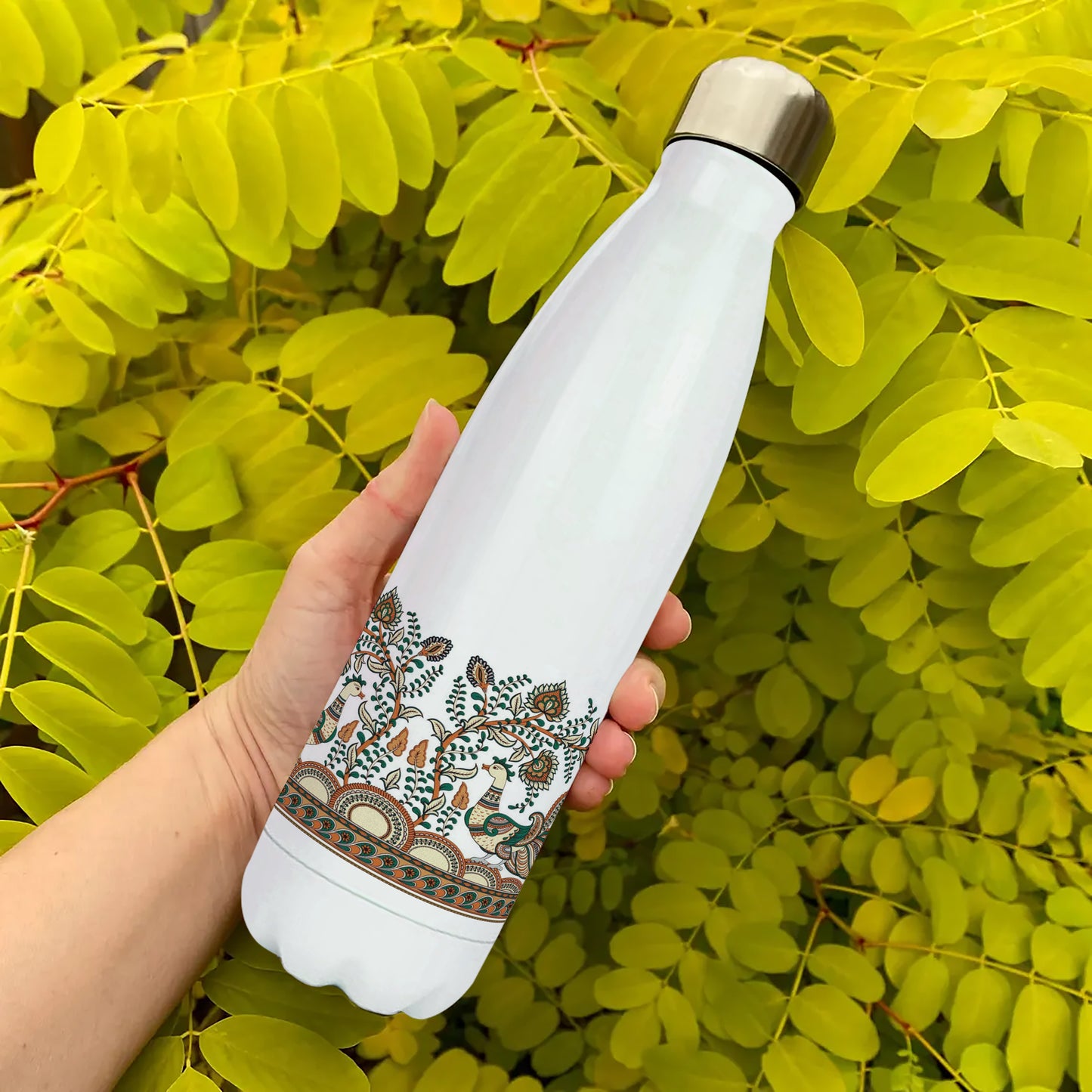 Digital Kalamkari Design Cola Bottle 500ml School Bottle, Picnic Bottle, Leak Proof