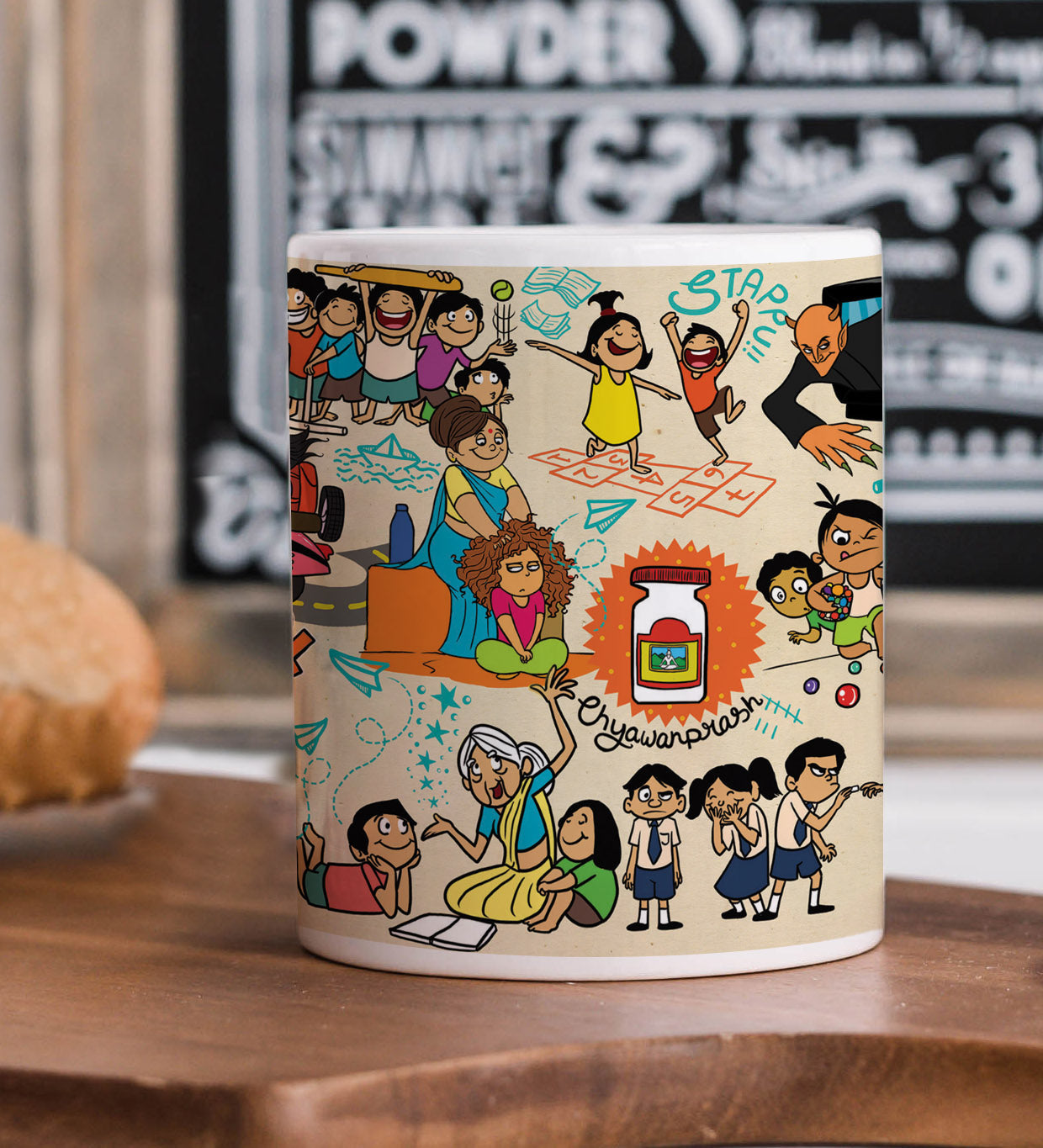 Colorful indian folk doodle art pattern Mug and Coaster 330 ml Coffee Mug