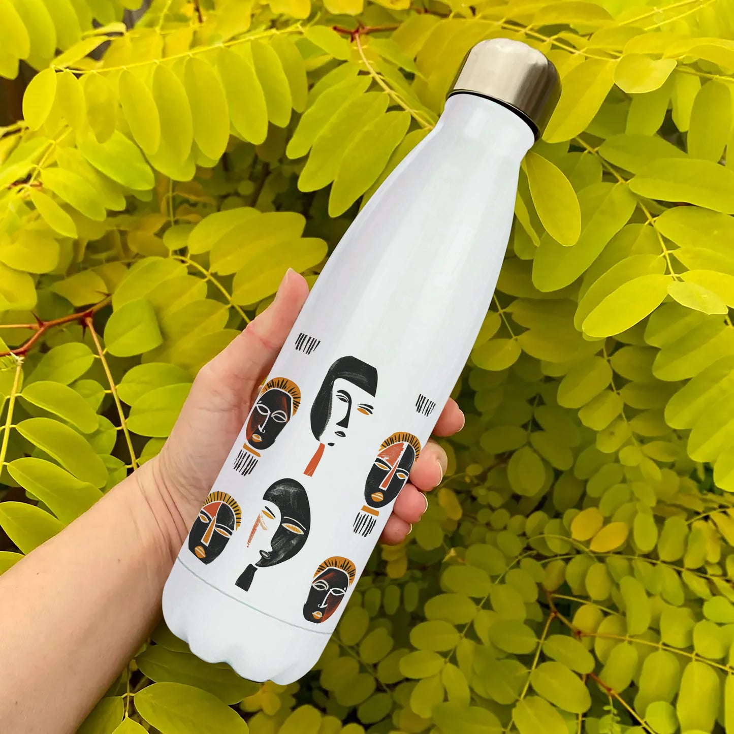 African mask Patterns Cola Bottle 500ml School Bottle, Picnic Bottle, Leak Proof