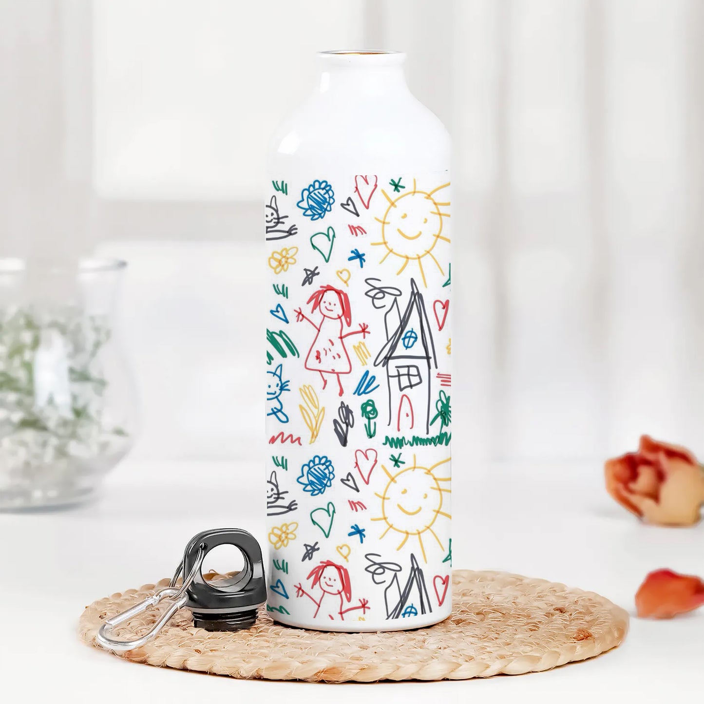 Seamless Pattern with Kids Illustrations Printed Normal Sipper Water Bottle 750 ml For Gym, Yoga, Kids, Boys, Girls, Brother, Sister, Babies, Baby, Workout, Adults