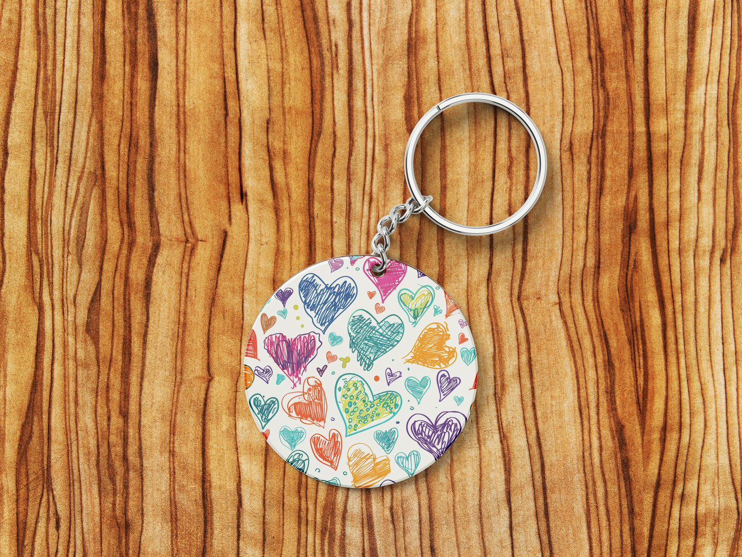 Seamless Doodle Hearts Pattern Mug and Keychain Combo 330 ml Coffee Mug