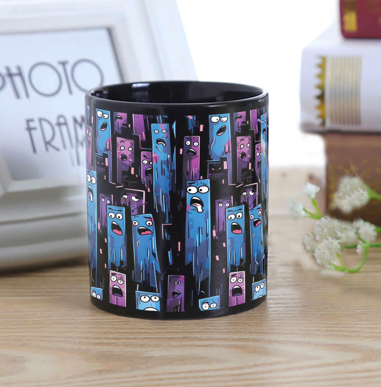 Graffiti Art illustration Design Full Black 330 ml Coffee Mug with Coaster