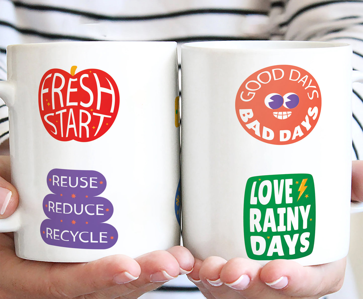 Flat design retro sticker collection White 330 ml Coffee Mug