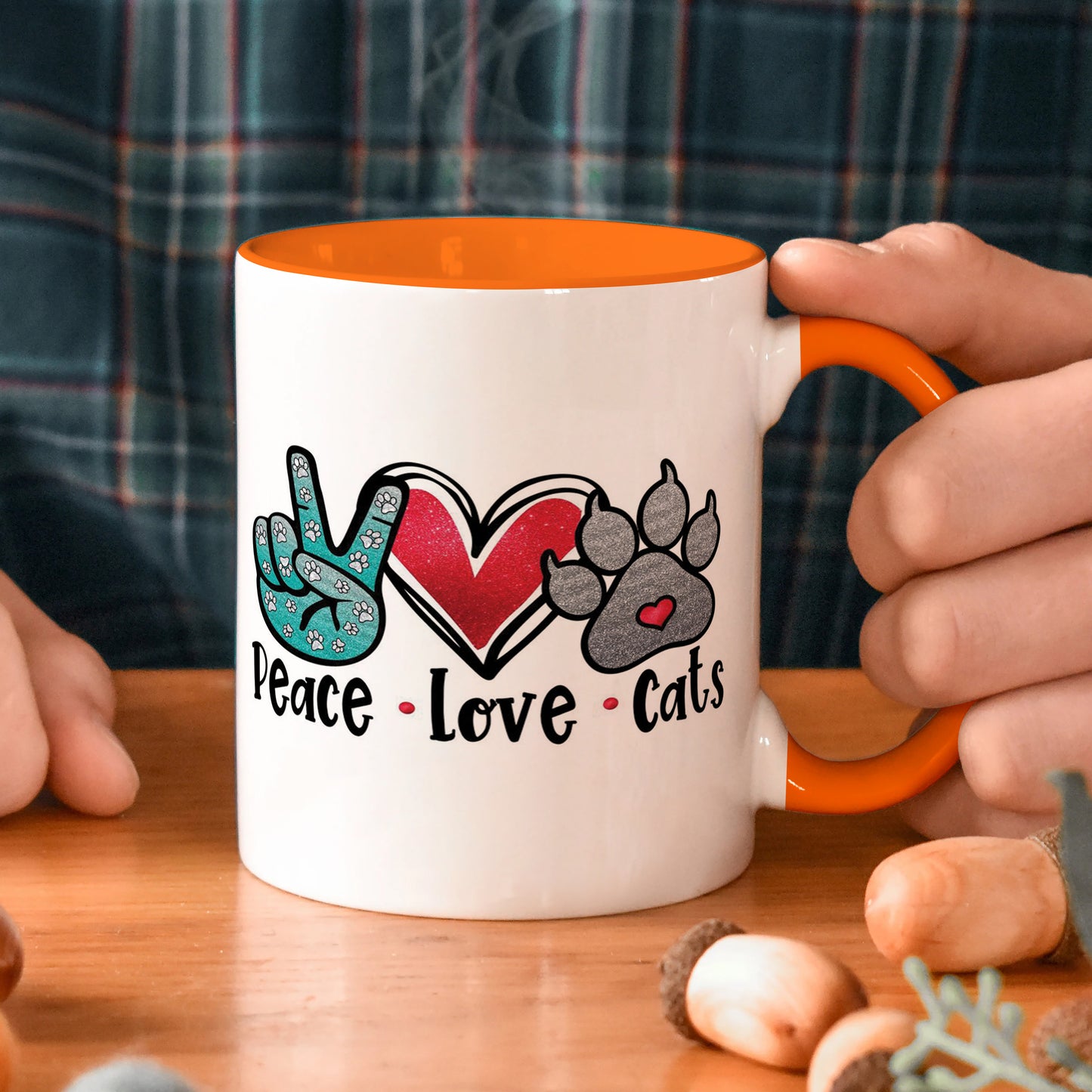 Peace Love cats design Handle 330 ml Coffee Mug