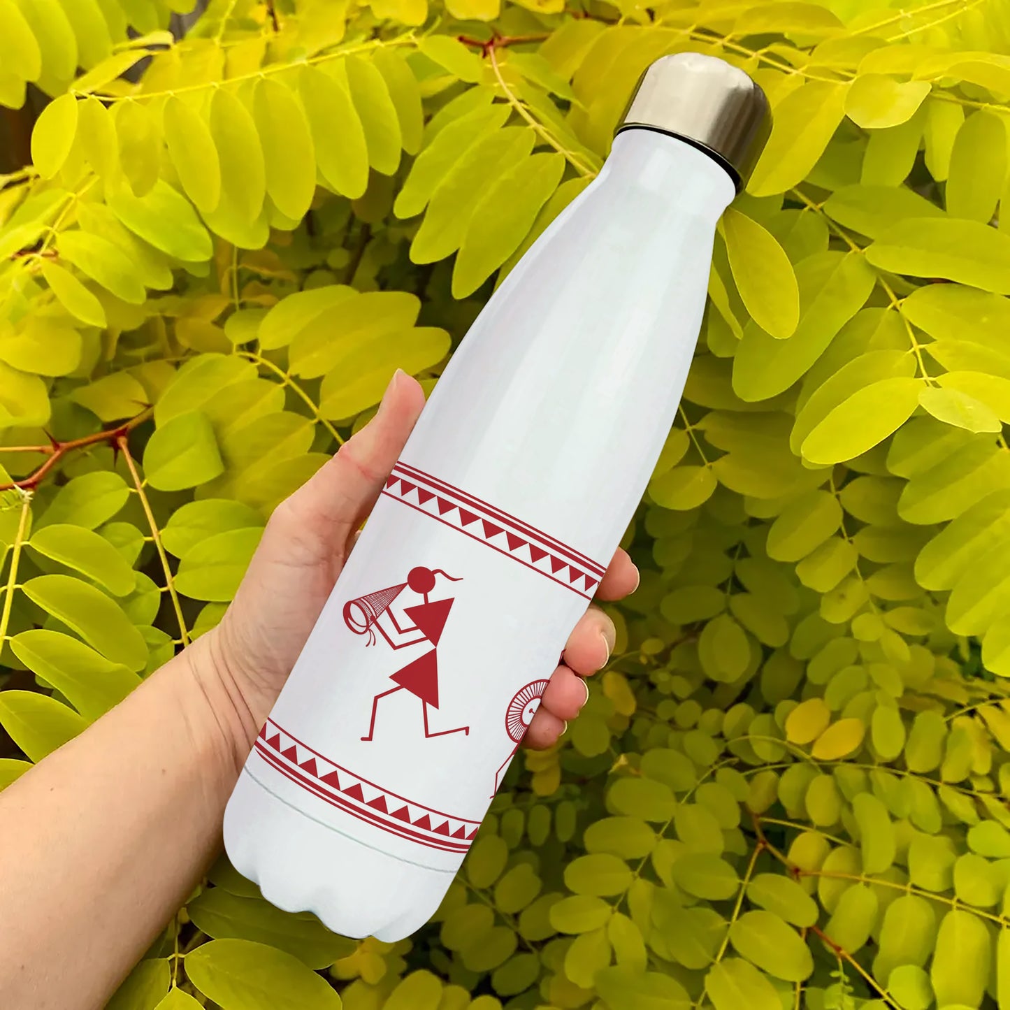 Indian tribal Painting Cola Bottle 500ml School Bottle, Picnic Bottle, Leak Proof