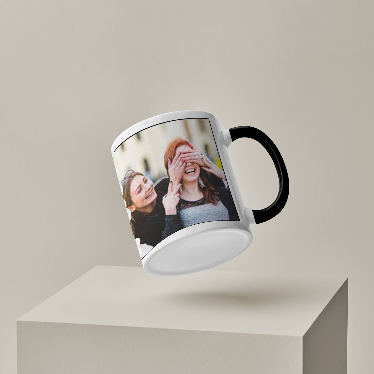 Best Friend forever Personalized Add Two photos black handle 330 ml Coffee Mug
