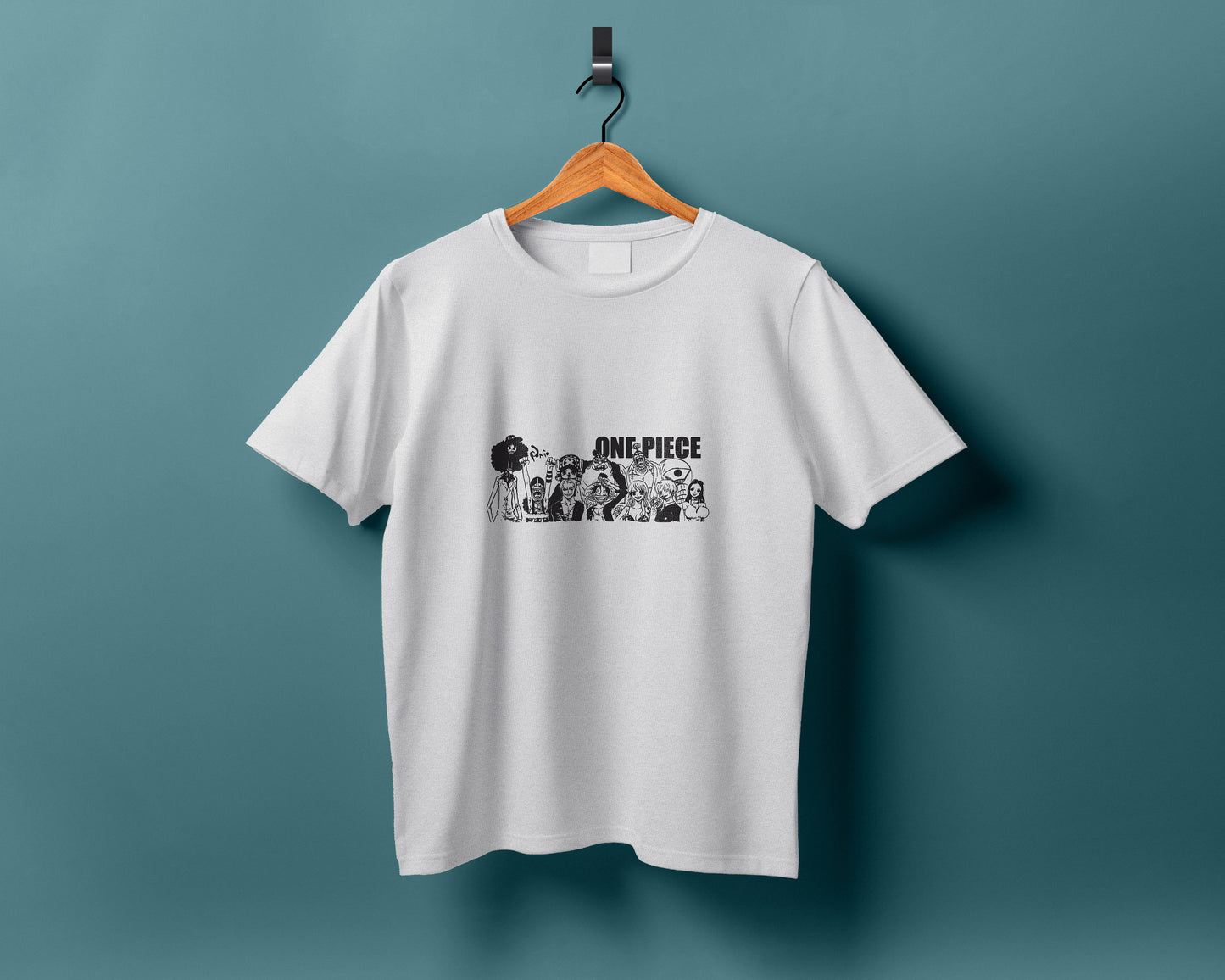 One piece anime design Printed White Round Neck Polyester T Shirt for Mens and woman's