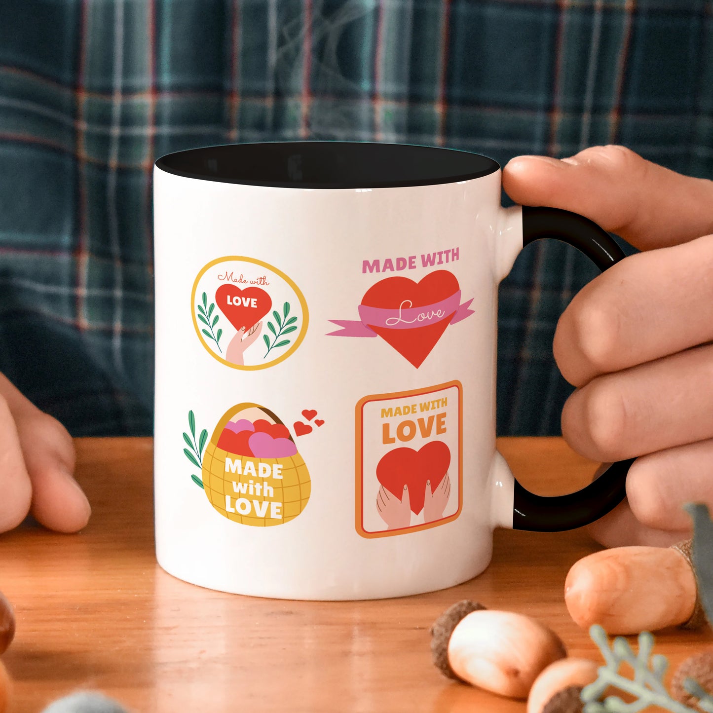 Hand drawn made with love floral label design 330 ml Coffee Mug