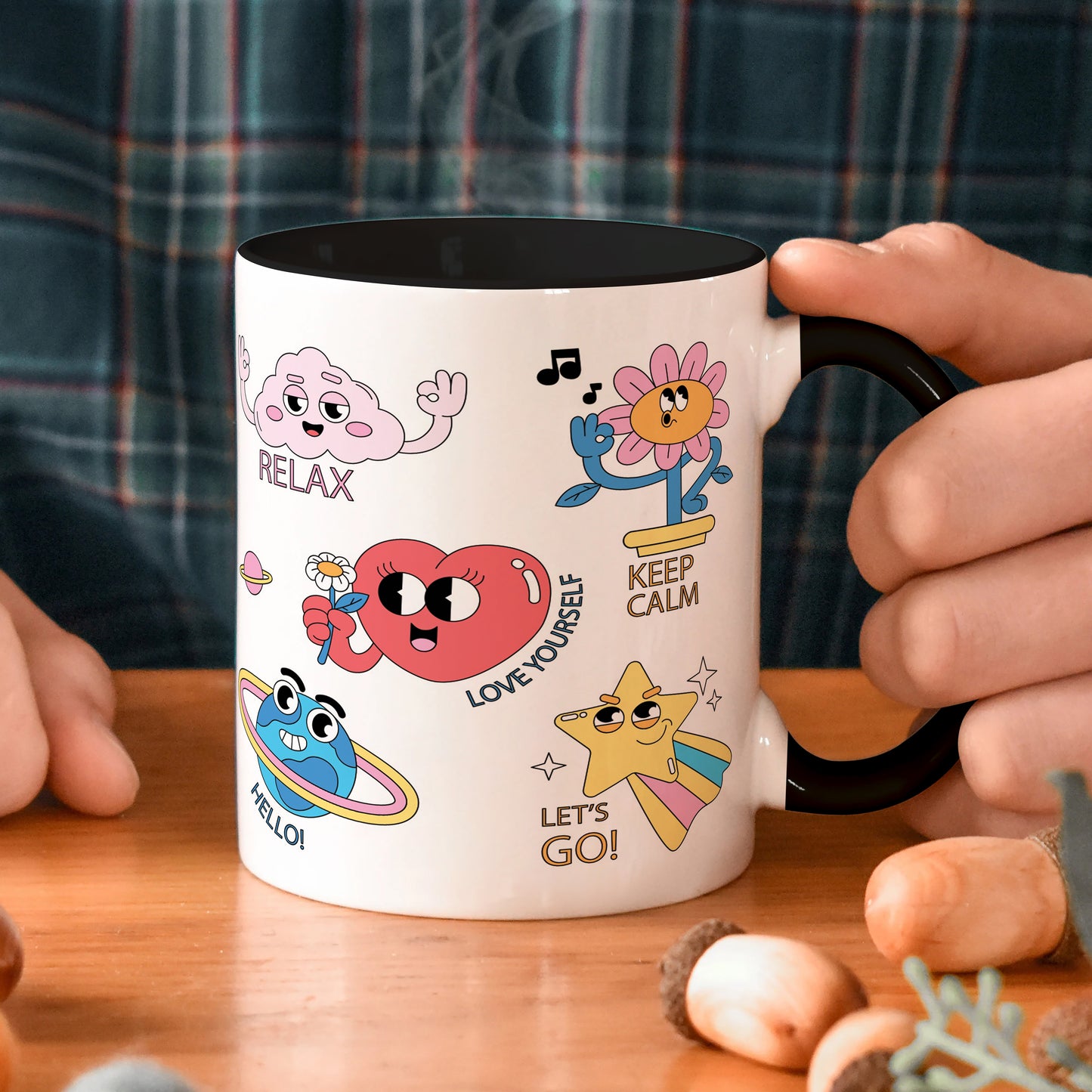 Hand drawn trendy cartoon badges design 330 ml Coffee Mug