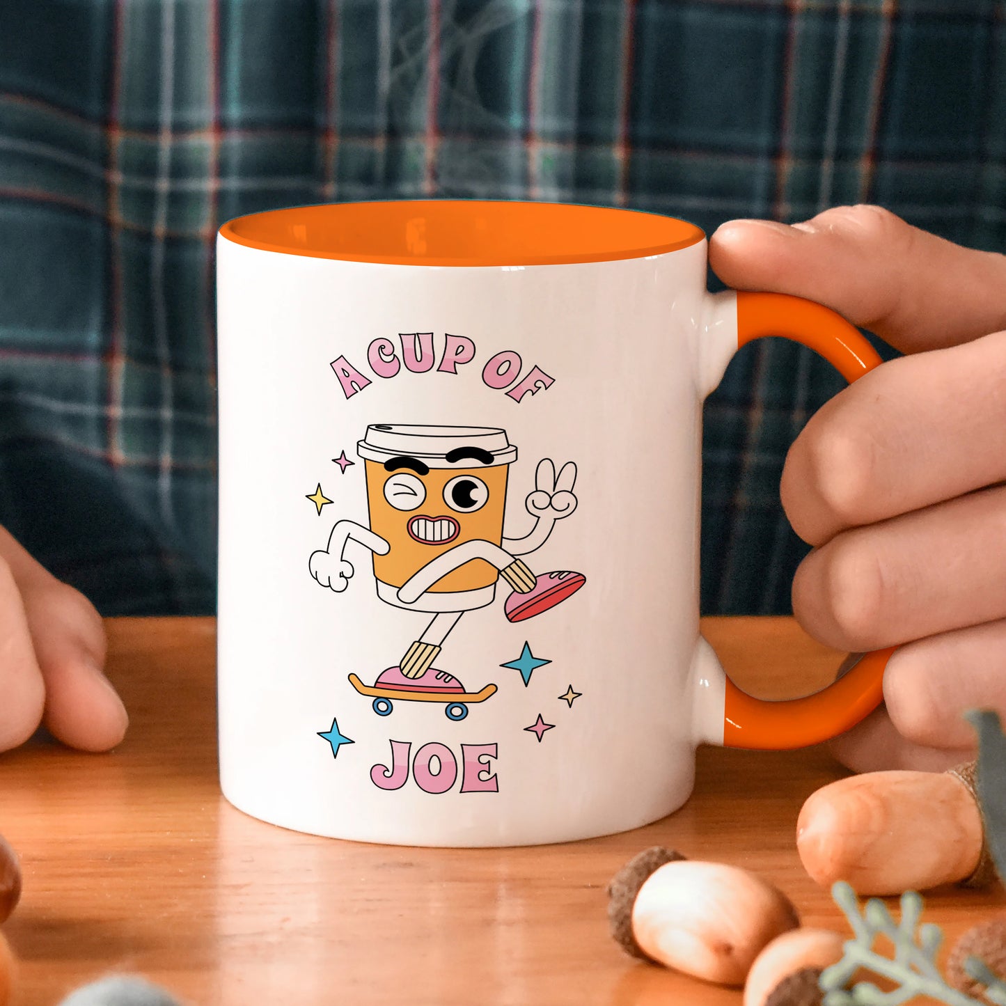 A Cup of joe design Orange Handle 330 ml Coffee Mug