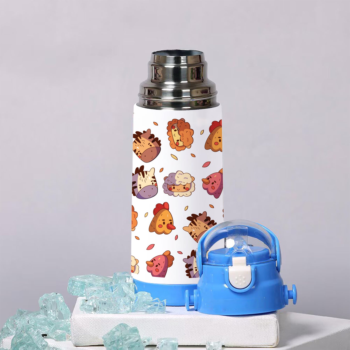 Hand drawn childlike animals and birds pattern 500ml kids Bottle