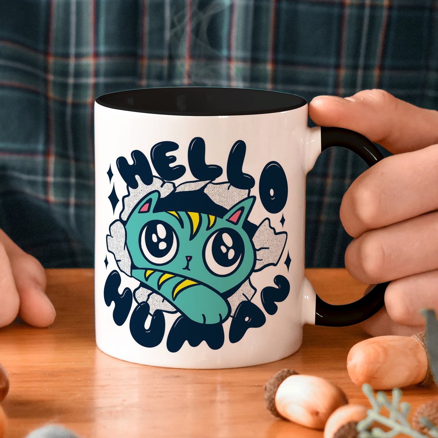 Cute Cat saying hello Human design 330 ml Coffee Mug