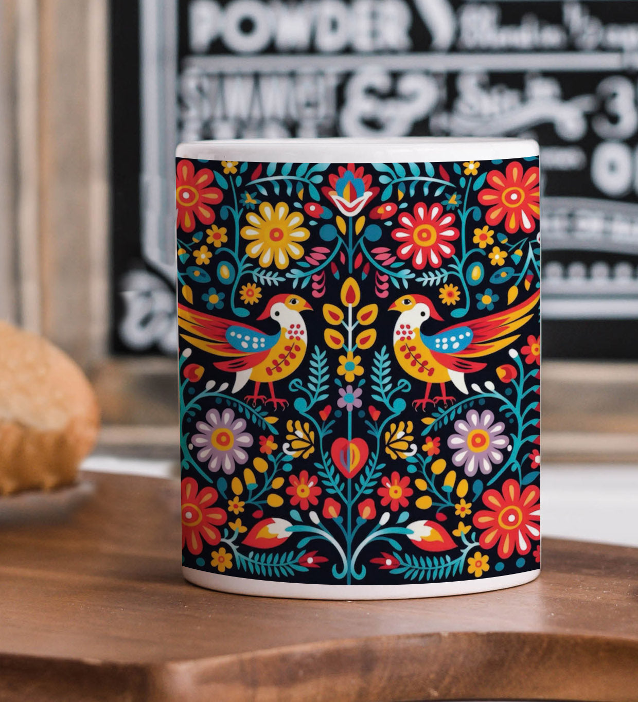 Mexican Folk Art Vibrant Pattern Mug and Coaster 330 ml Coffee Mug