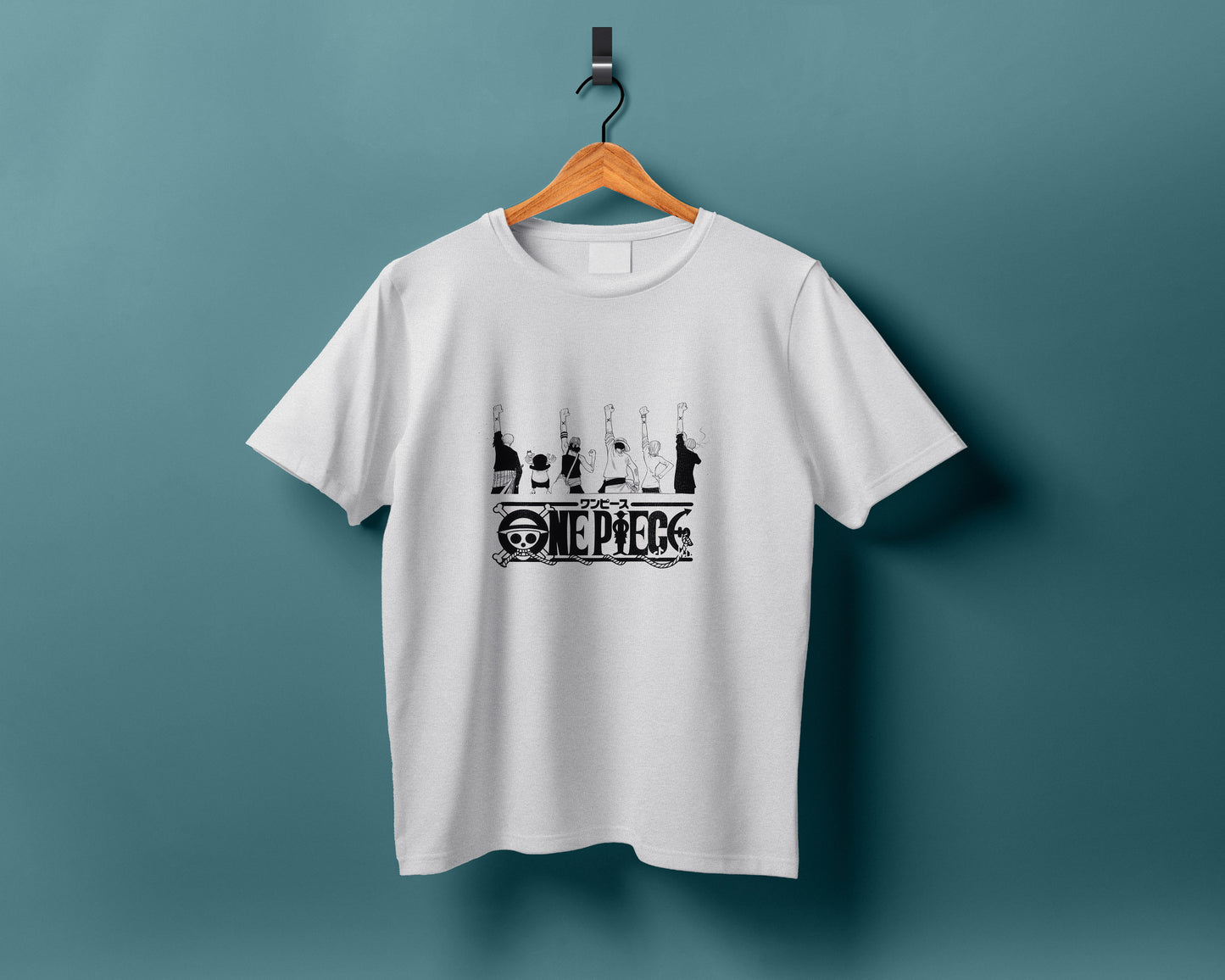 One piece anime T shirt design Printed White Round Neck Polyester T Shirt for Mens and woman's