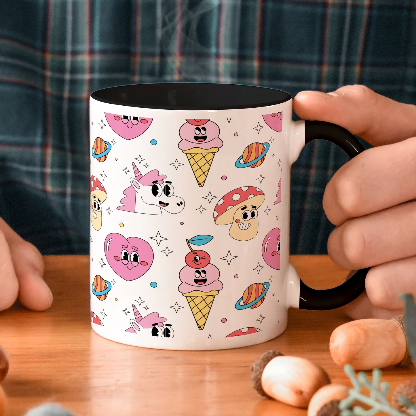 Hand drawn flat trendy cartoon pattern 330 ml Coffee Mug