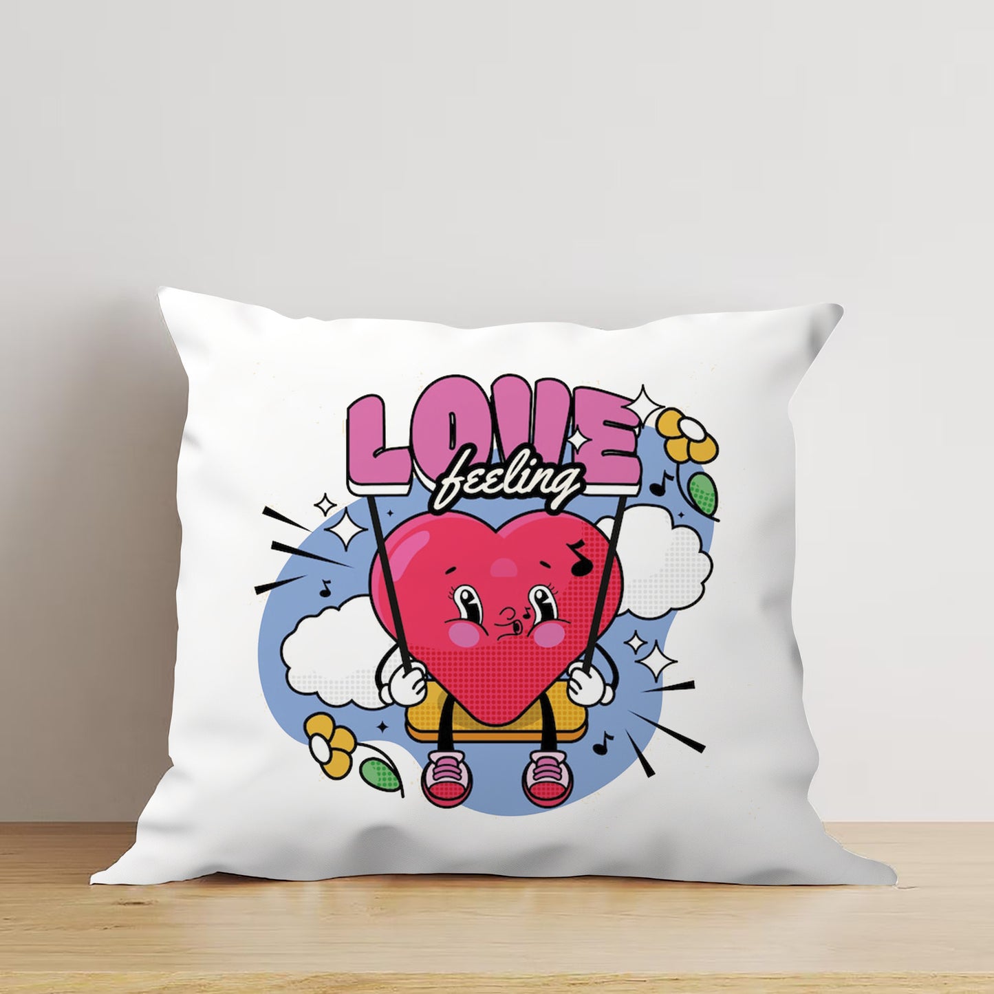Hand Drawn Heart Cartoon Character Design Cushion (12x12 inches) Pack of 1