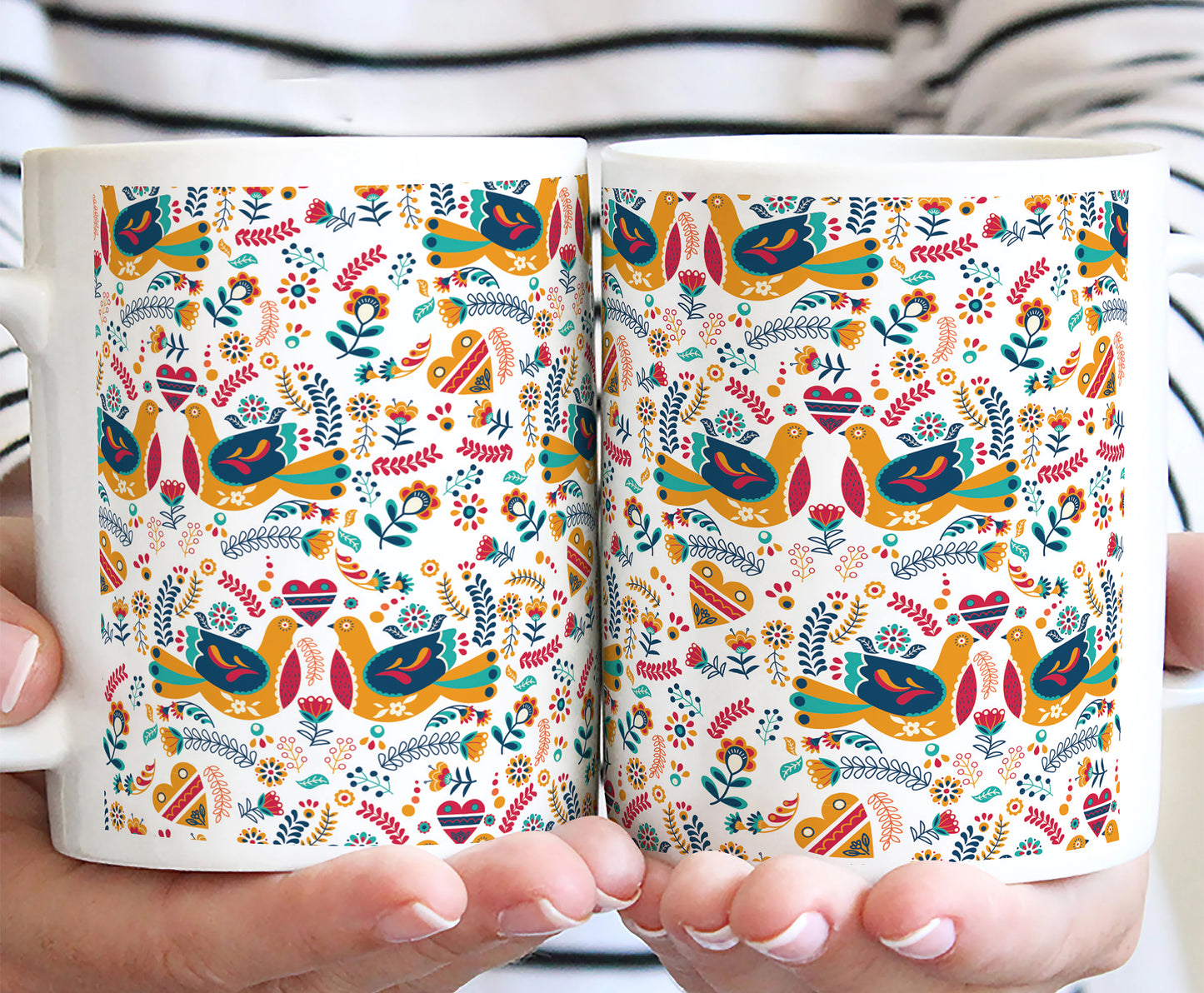 Flat design nordic pattern design White 330 ml Coffee Mug