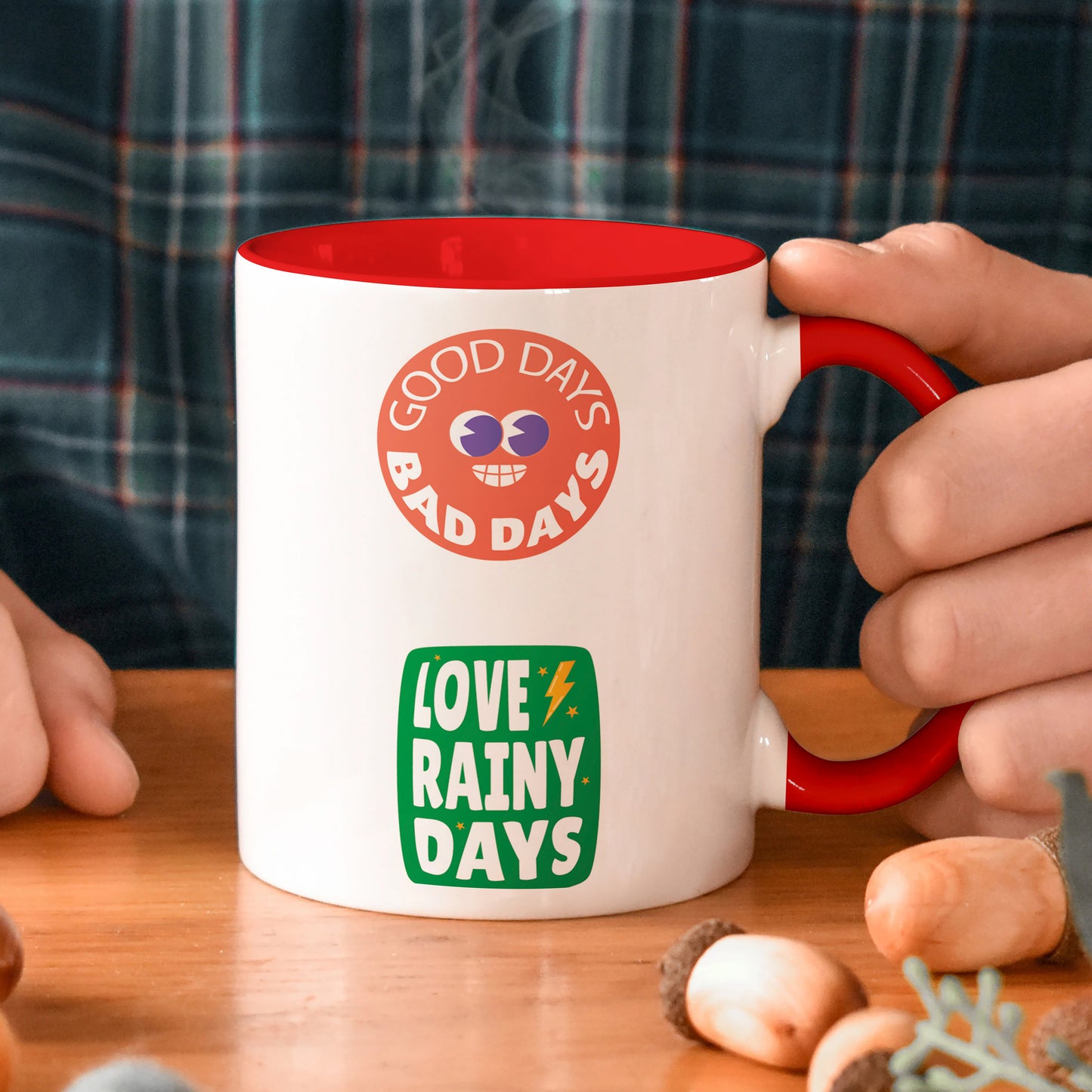 Flat design retro sticker collection Red Handle 330 ml Coffee Mug