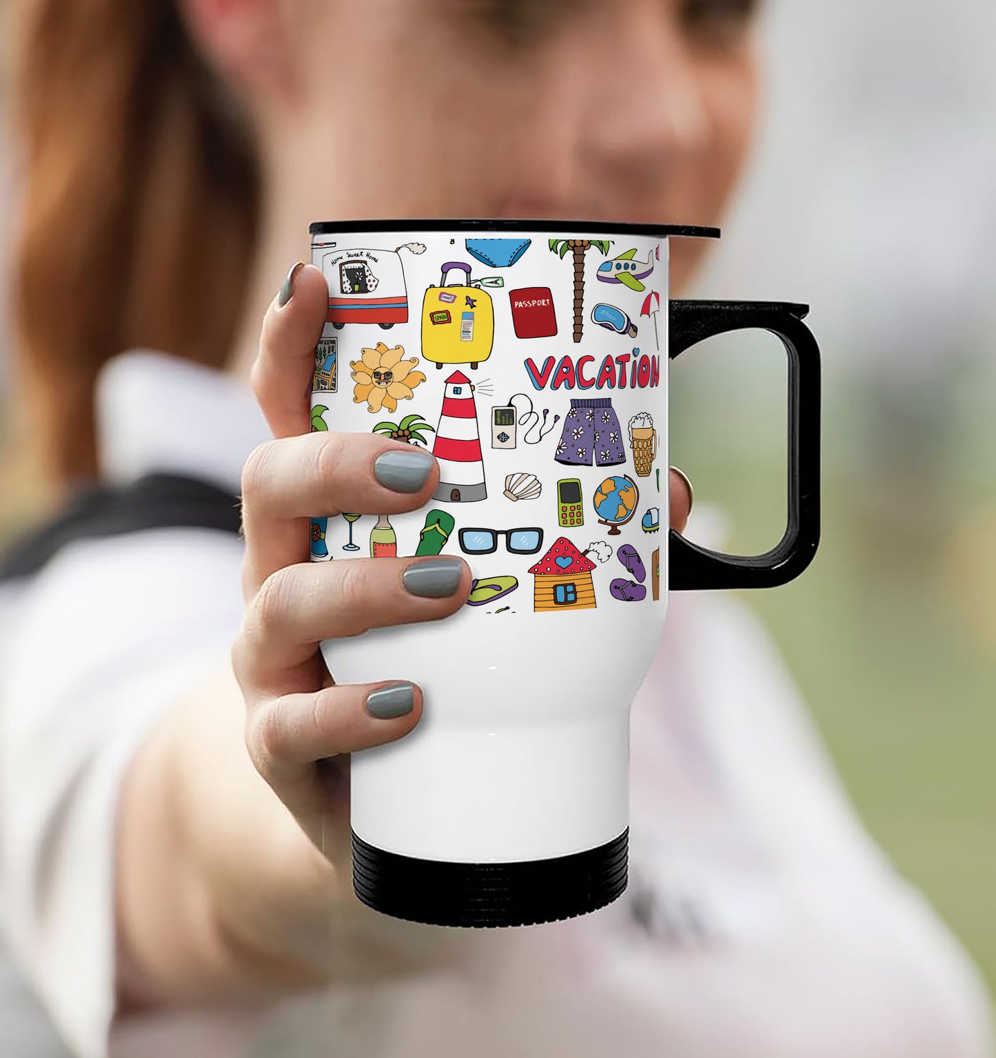 Seamless vector tropical vacation and travel pattern Printed 350ML Travel MUG