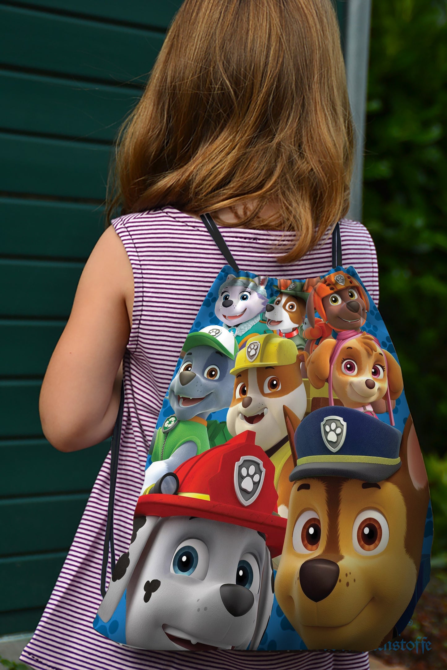 Paw Patrol Design Pattern Polyester String Backpack Bags for kids for Gym, Yoga, Tuition ,Beach Bag for 4-10 year boys and girls