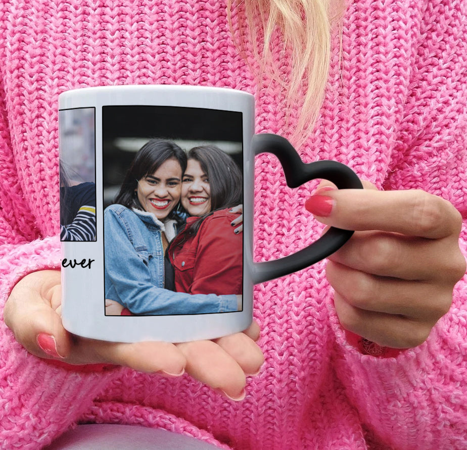 Best Friend forever customized add three photos magic mug 330 ml Coffee Mug