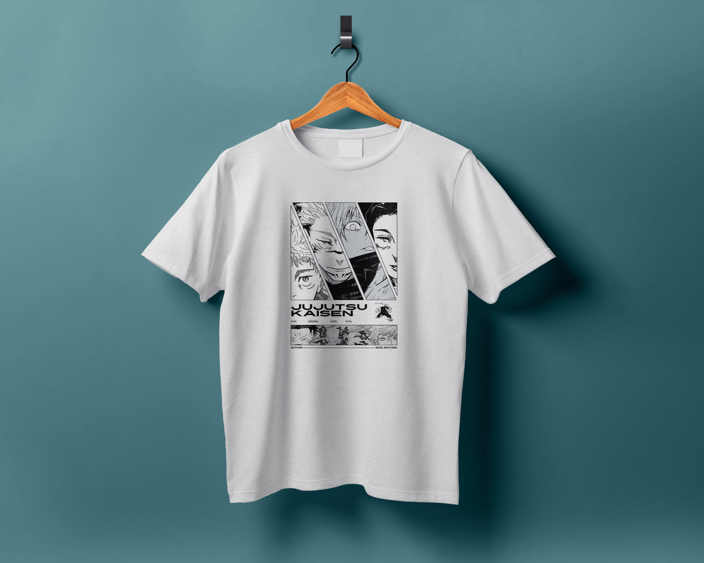 Jujutsu kaisen anime design Printed White Round Neck Polyester T Shirt for Mens and woman's