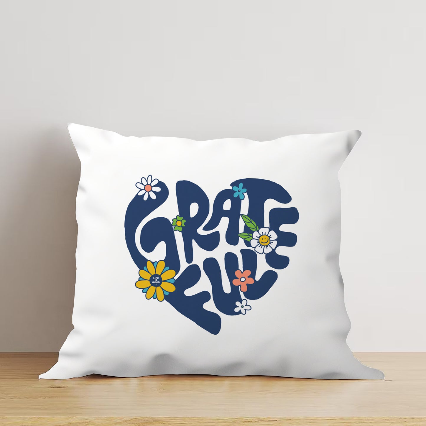Grateful in Heart Shape Print Design Cushion (12x12 inches) Pack of 1