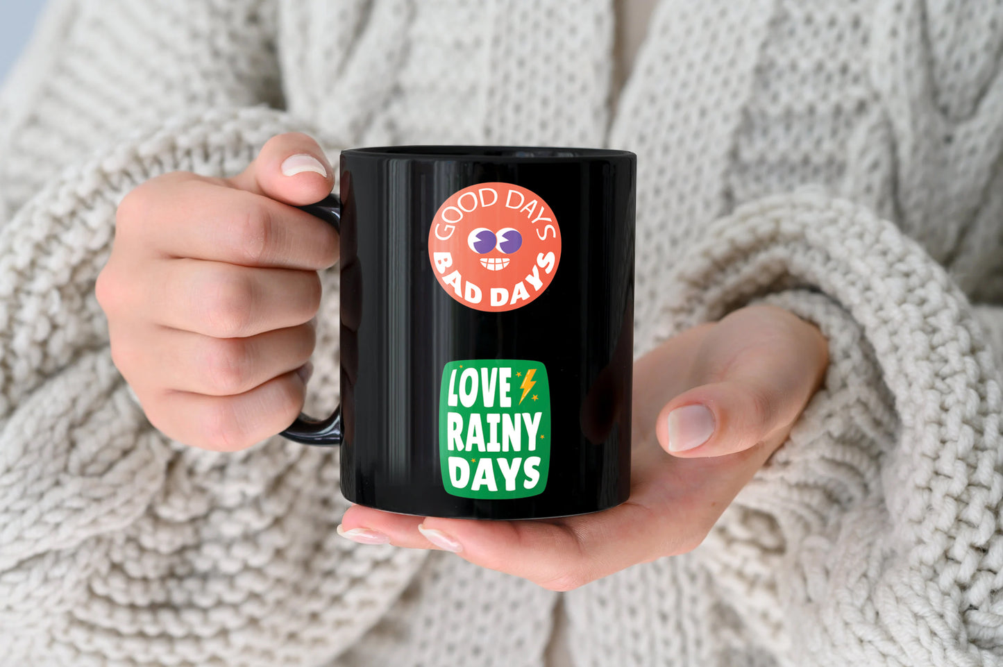 Flat design retro sticker collection Full Black 330 ml Coffee Mug