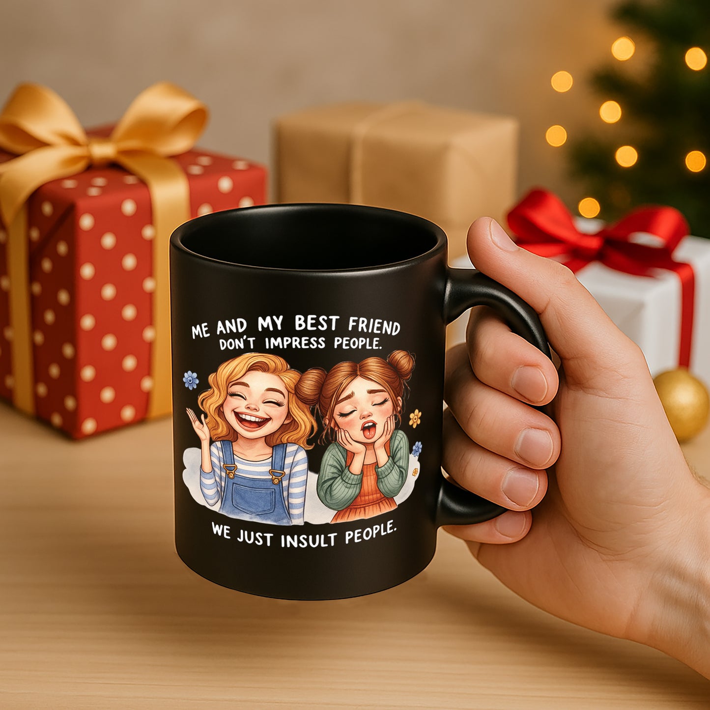 Me And My Best Friend 330 ml Black Coffee Mug (Pack of 1)