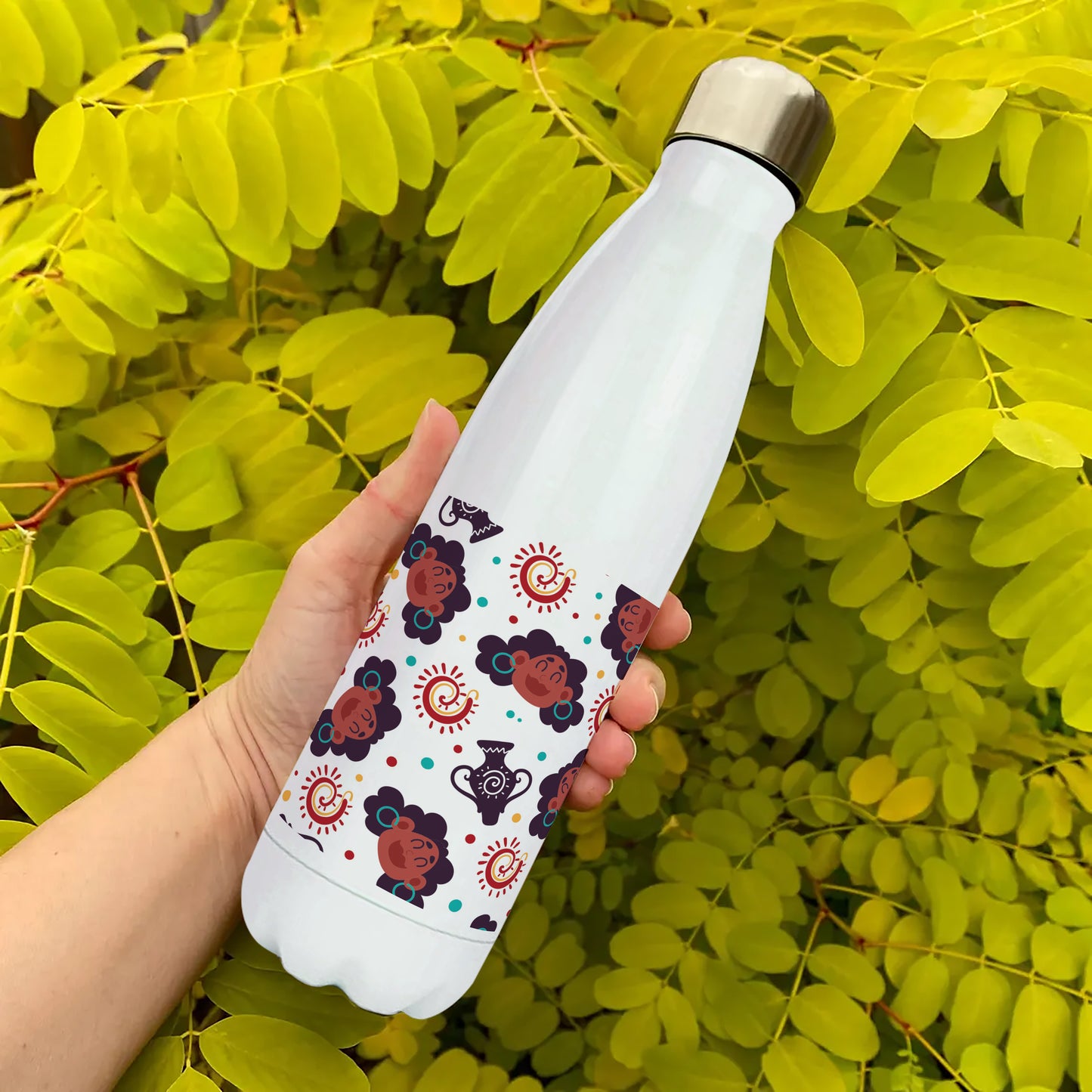 Flat african pattern Cola Bottle 500ml School Bottle, Picnic Bottle, Leak Proof