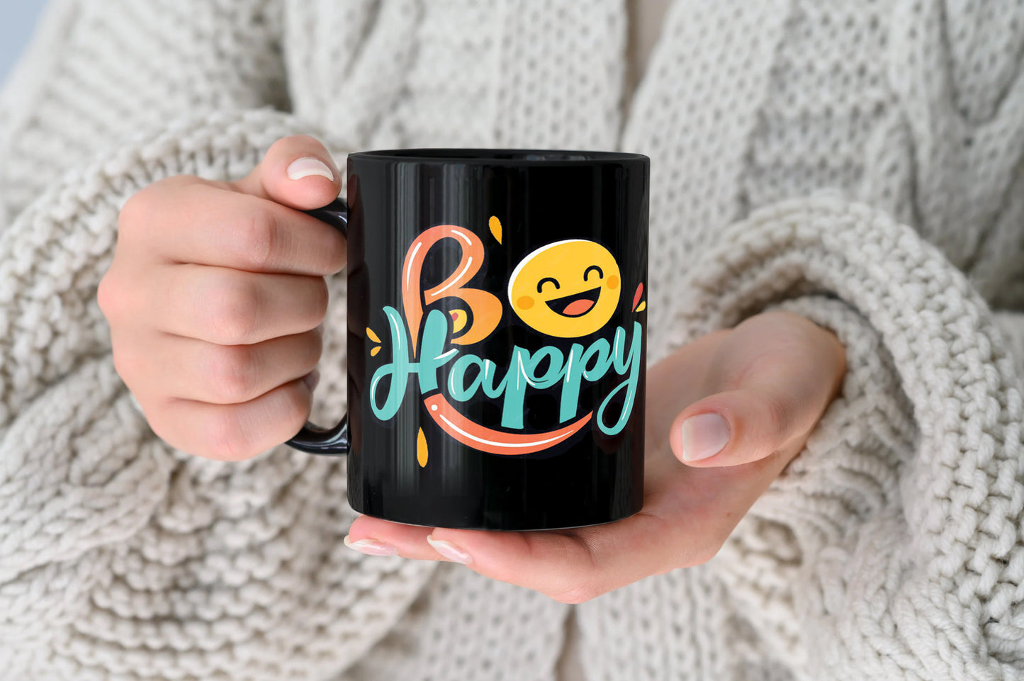 Be happy Full Black 330 ml Coffee Mug