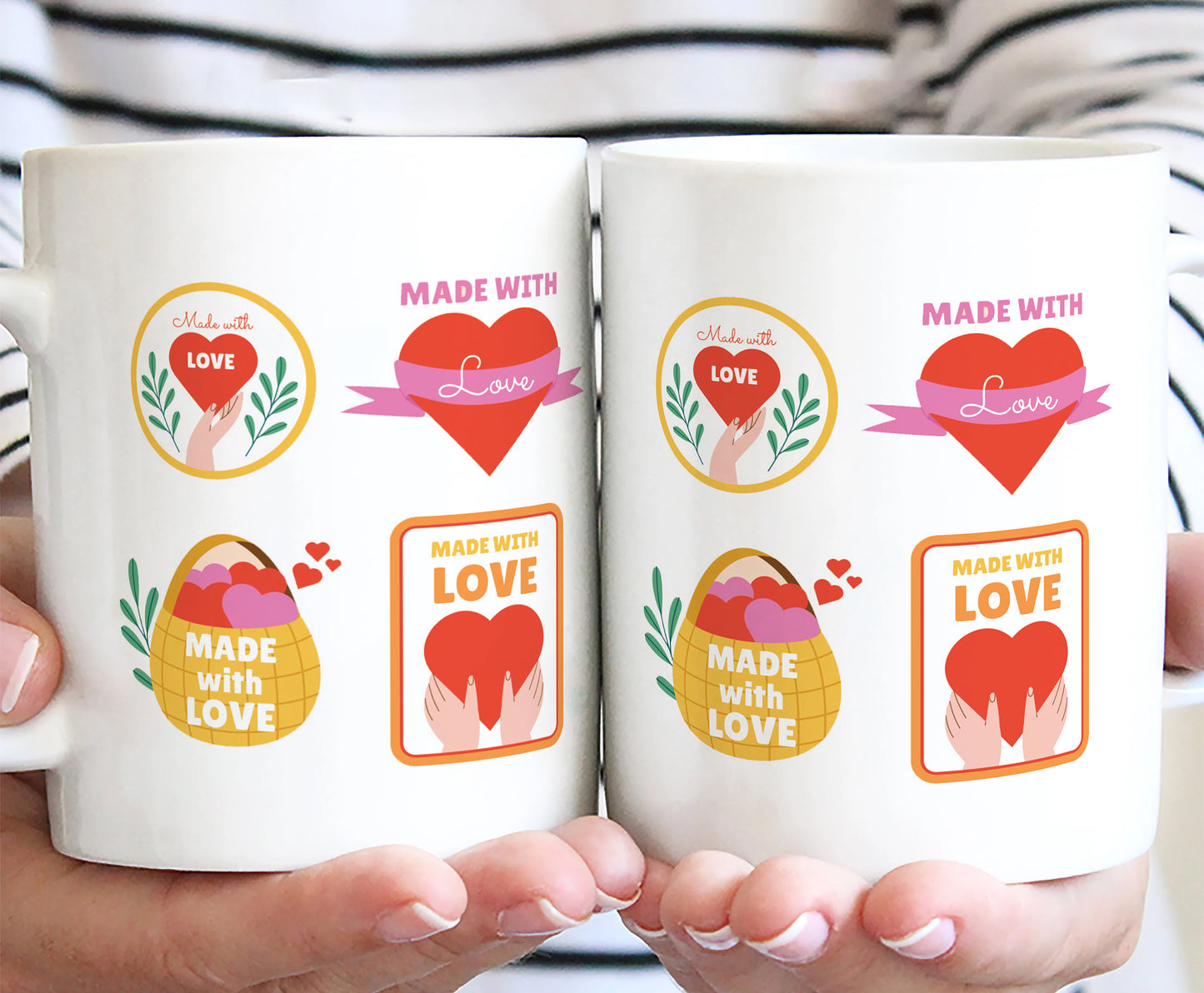 Hand drawn made with love floral label design White 330 ml Coffee Mug