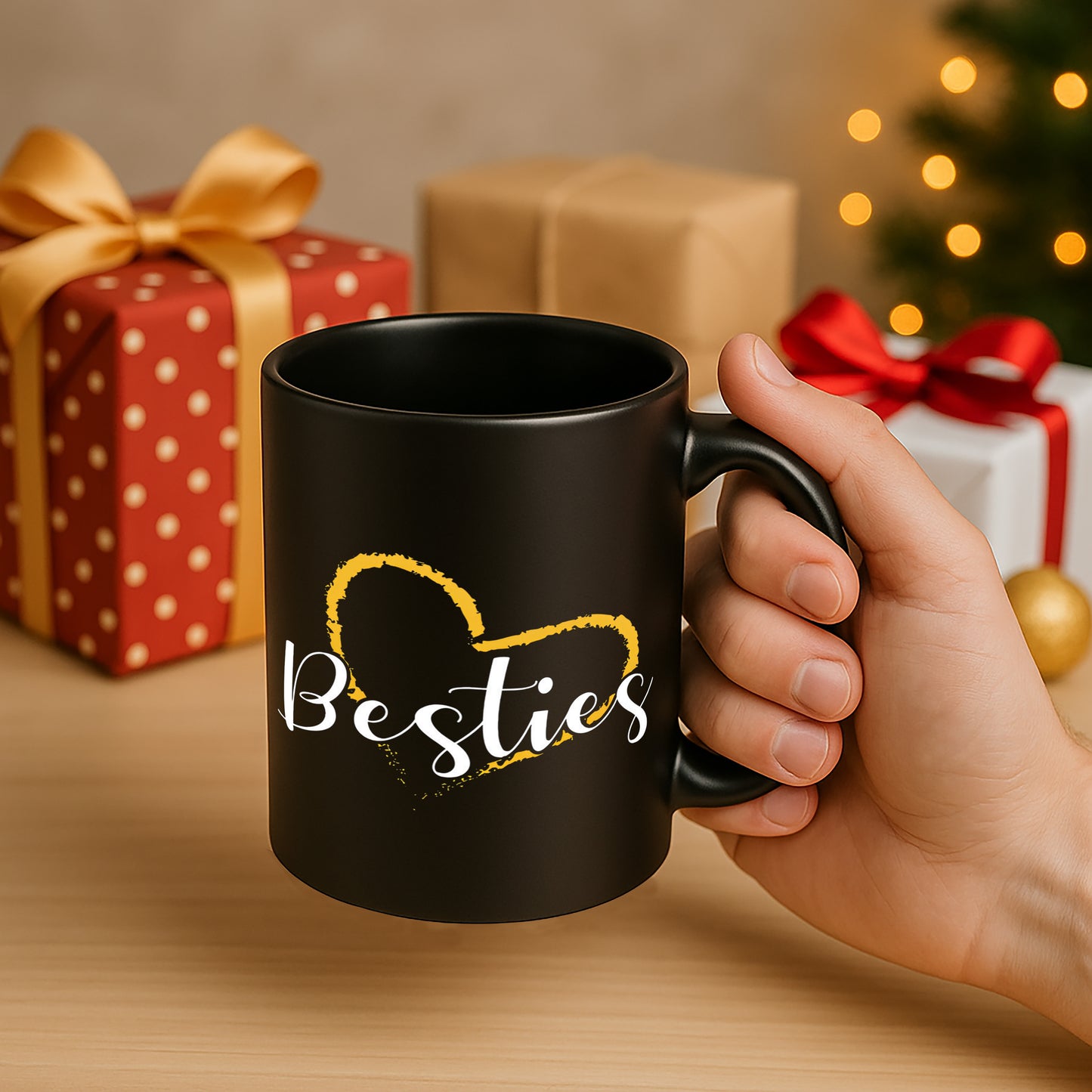 Besties 330 ml Black Coffee Mug (Pack of 1)