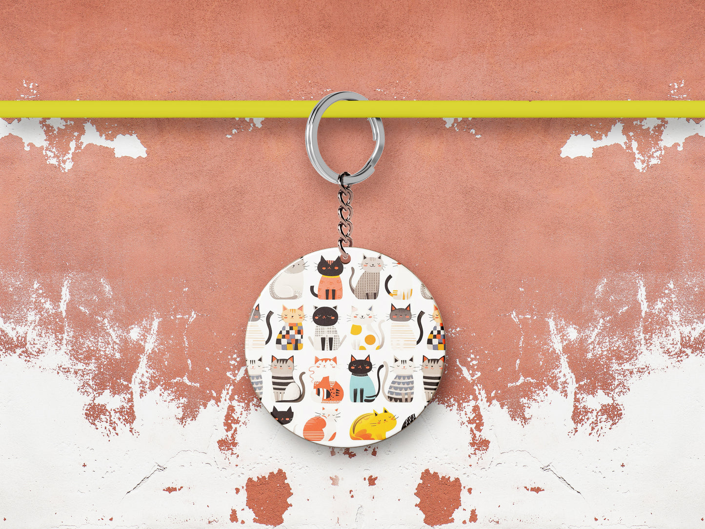 Colorful cat seamless pattern Mug and Keychain Combo 330 ml Coffee Mug