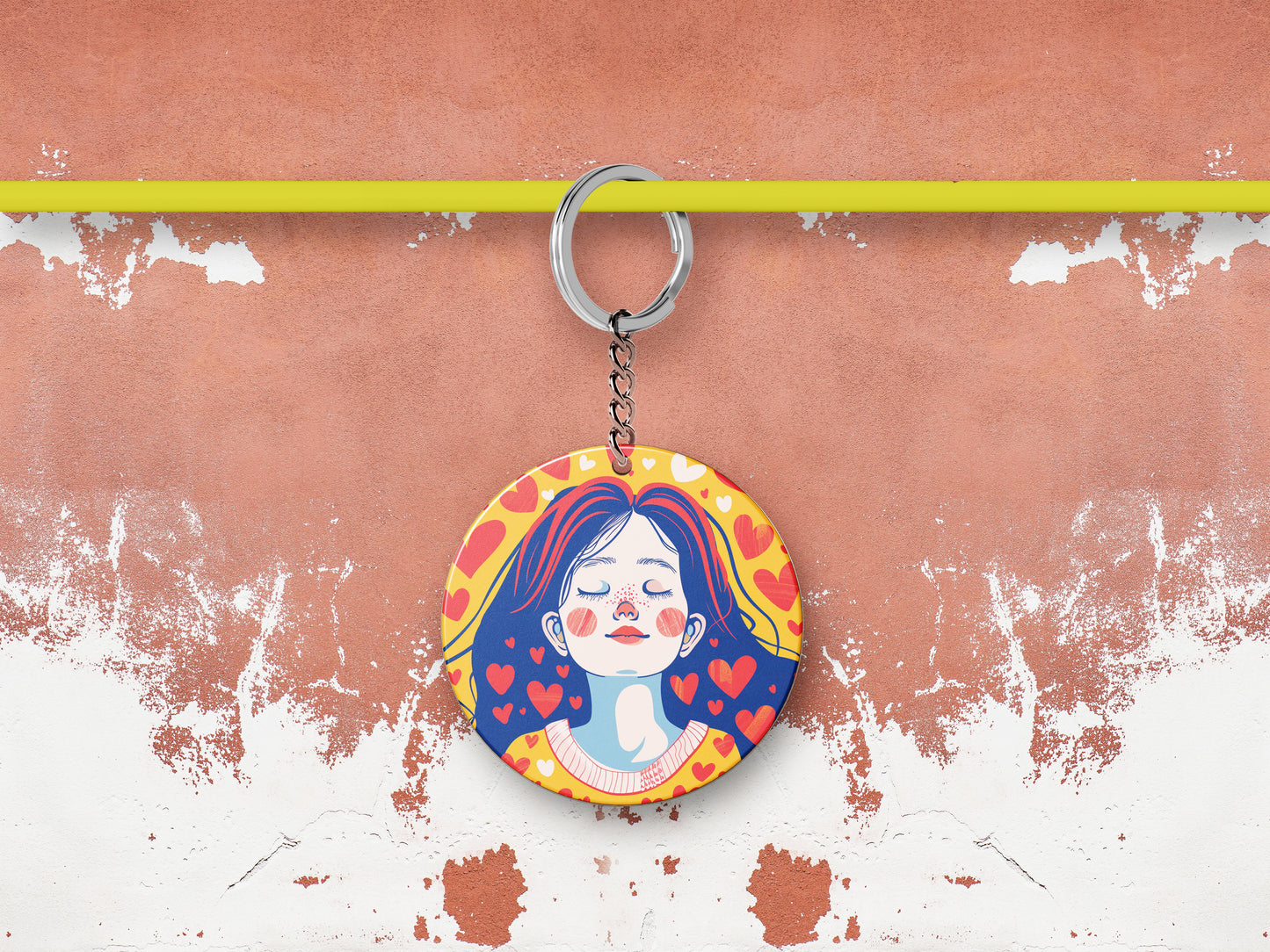 Woman in Love Kawaii Character Mug and Keychain Combo 330 ml Coffee Mug