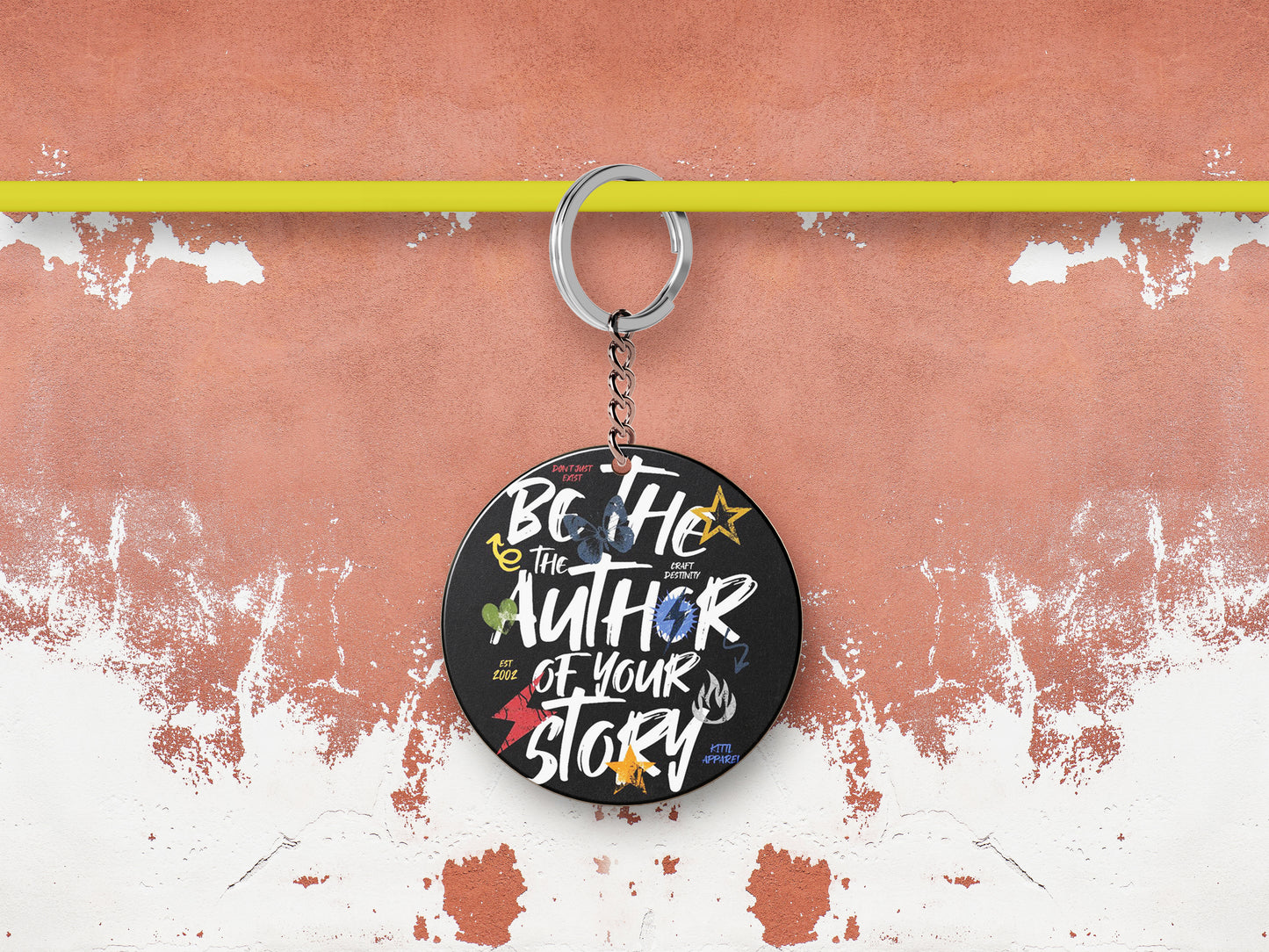 Be The Rizz Author of Your Story Printed Round Circle Shape Wooden Keyring with Chain