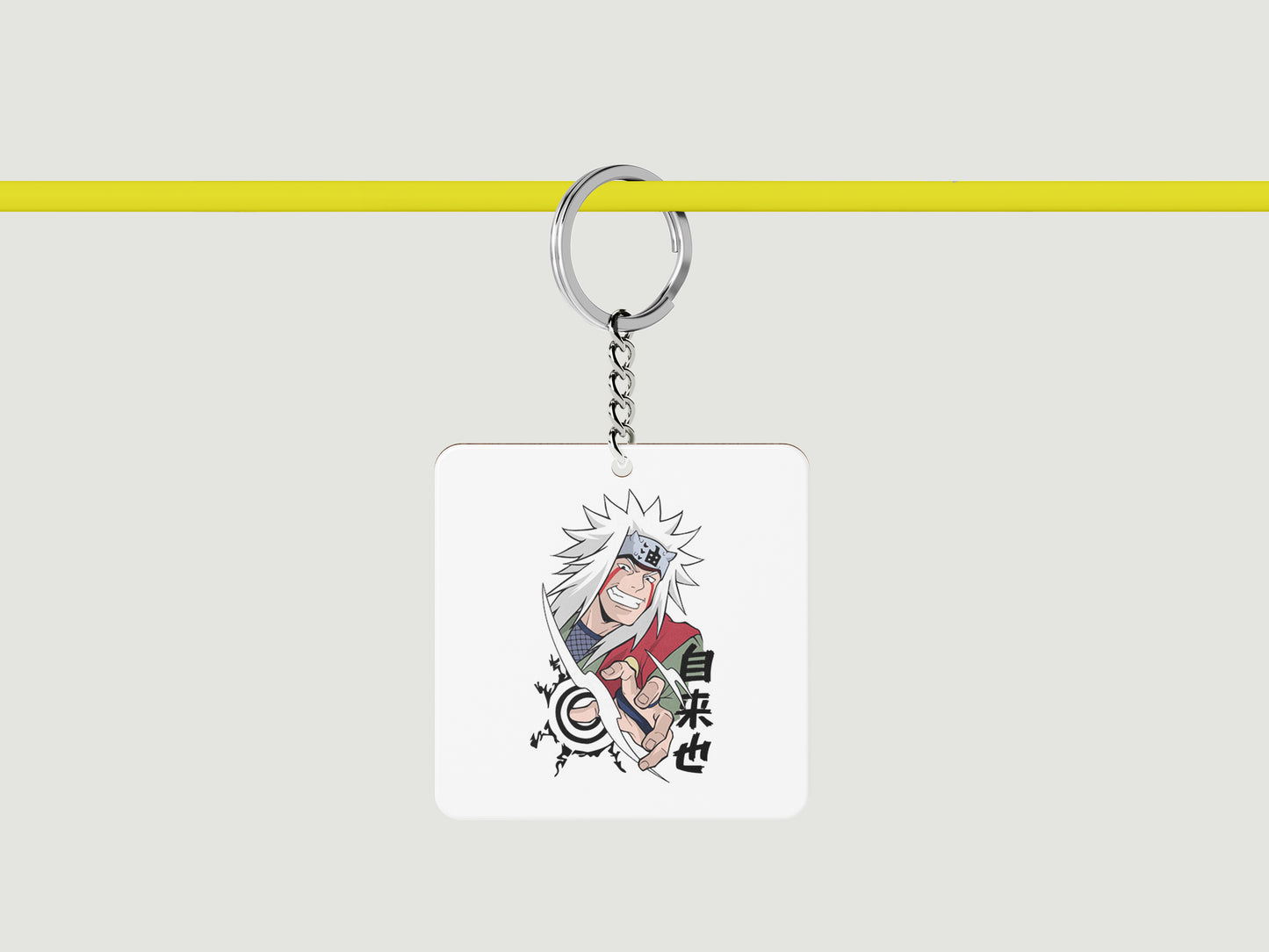 Toad sage Mater Jiraiya Printed Square Shape Wooden Keyring with Chain