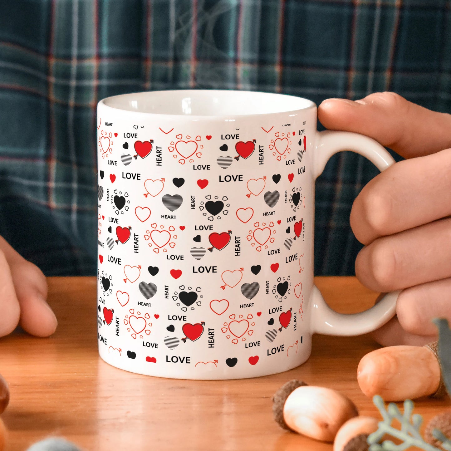 Romantic Hand Drawn Elements With Love Lettering design White 330 ml Coffee Mug