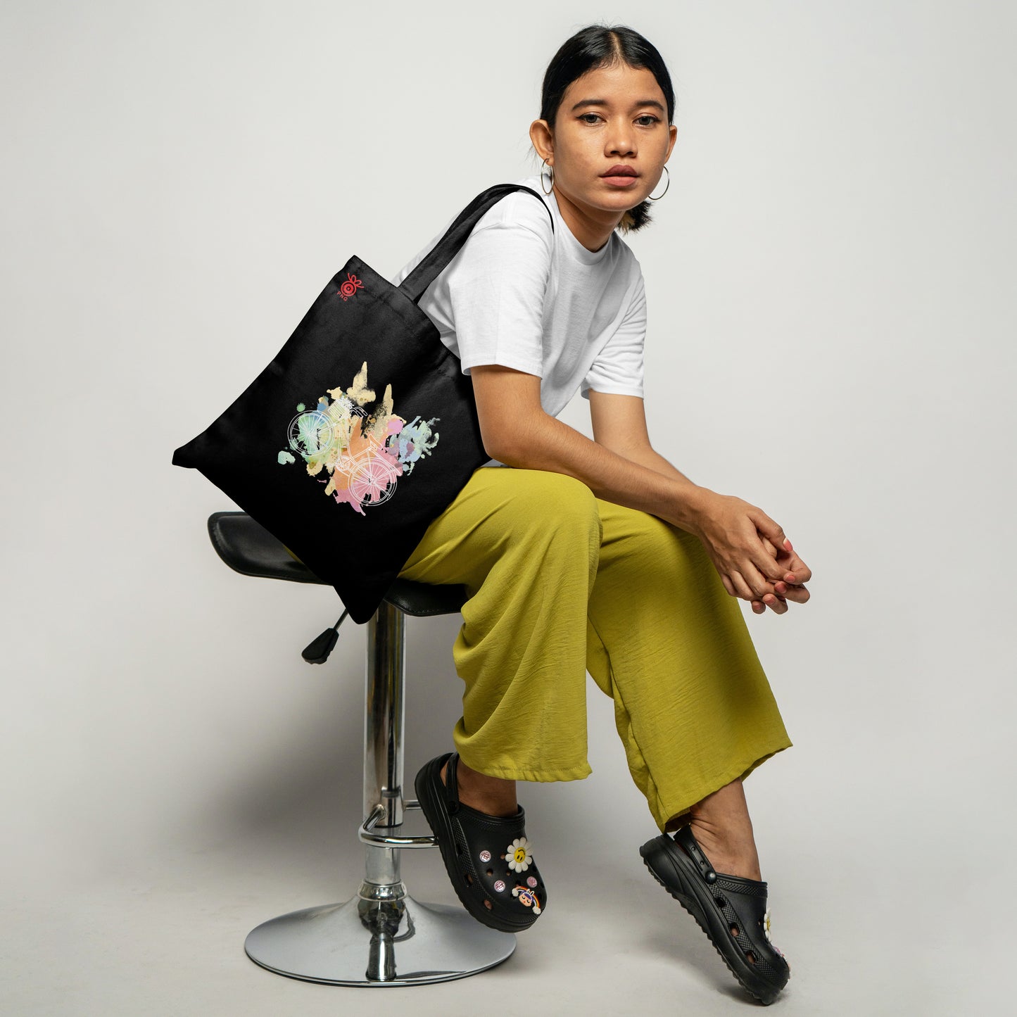 Bicycle With Flowers Design Tote Bag (14 X 16 Inches) For Shopping, College, Travel