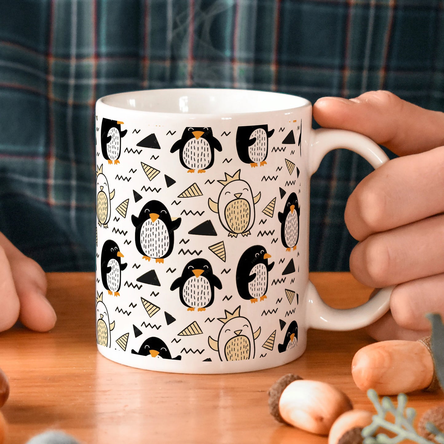 Hand drawn penguin doodle pattern White 330 ml Coffee Mug