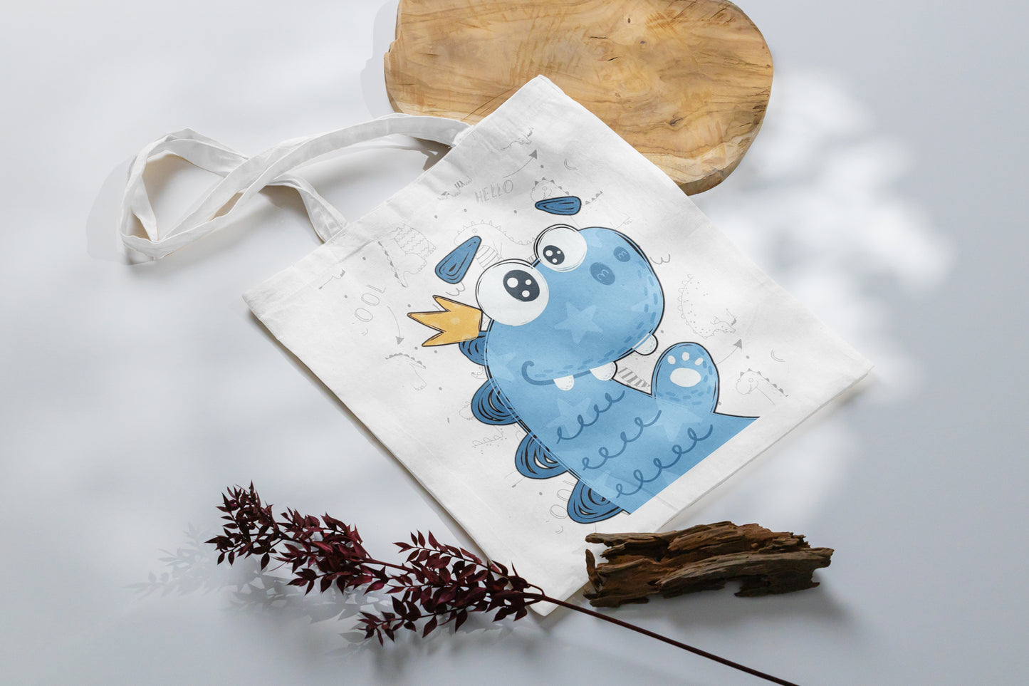 Blue Dinosaur Design Tote Bag (14 X 16 Inches) Tote bag For Shopping, College, Travel