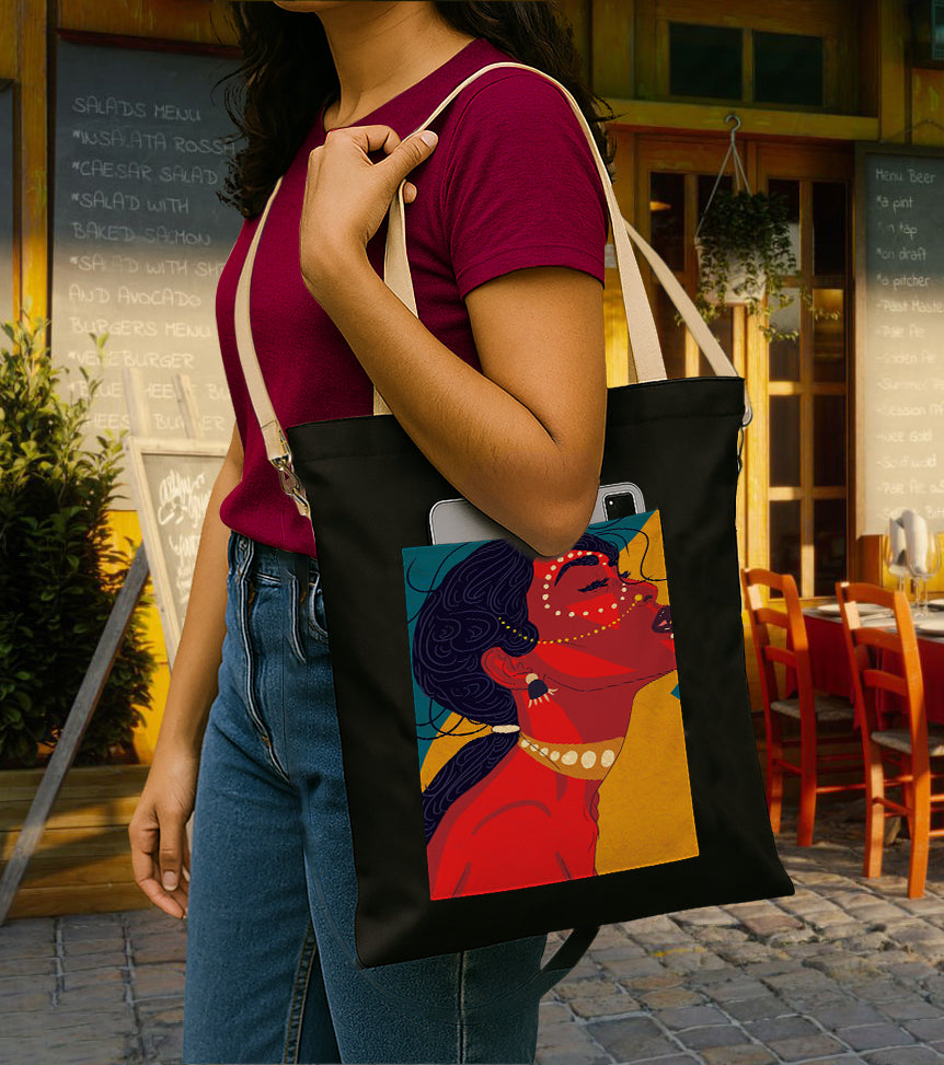 Abstract Woman Women's Girls Cross Body Sling Bag with Extra Front Pocket, College Bag for Girls, Tote Bag for Shopping,Travel