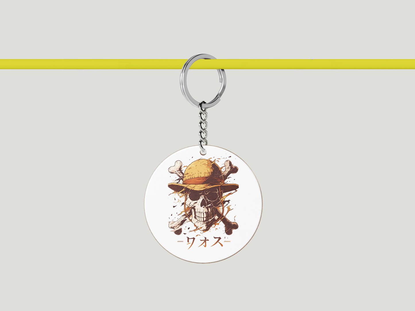 Skullcap of the house one piece Design Printed Circle Shape Wooden Keyring with Chain