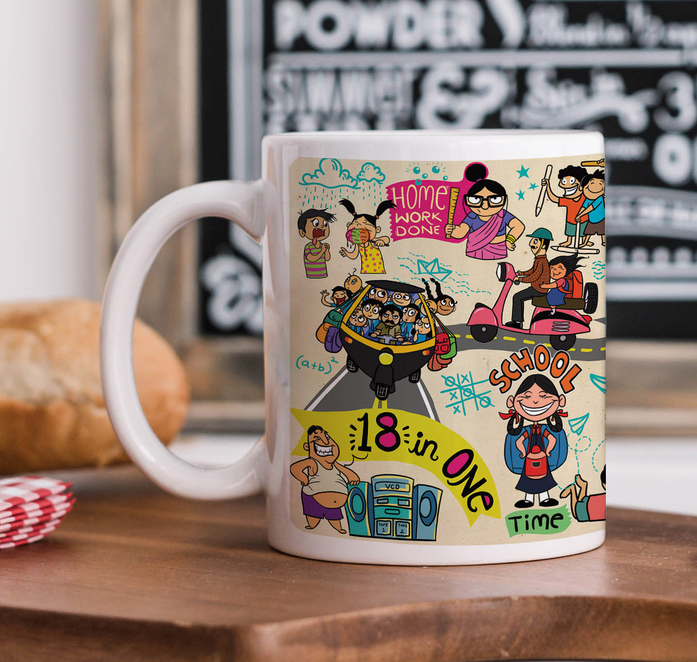 Colorful indian folk doodle art pattern Mug and Coaster 330 ml Coffee Mug
