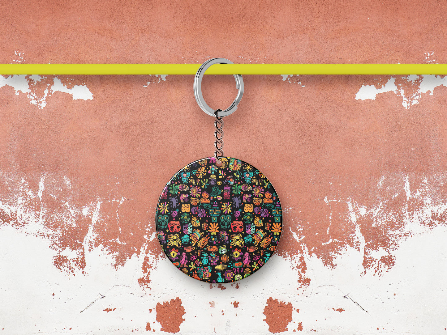 Colorful Monsters Design Mug and Keychain Combo 330 ml Coffee Mug