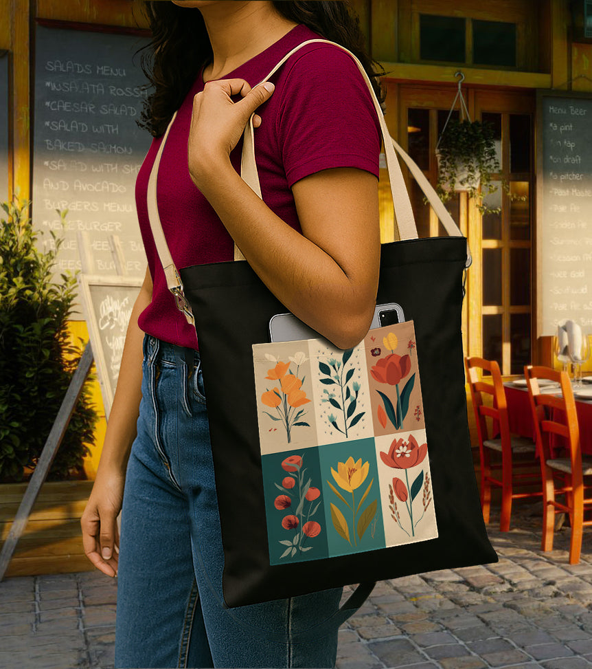 Flower art Printed Women's Girls Cross Body Sling Bag with Extra Front Pocket, College Bag for Girls, Tote Bag for Shopping,Travel