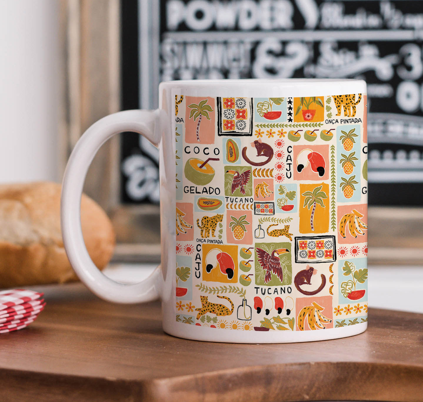 Tropical patchwork seamless pattern Combo Mugs and Coaster(Set of 2 Mugs and 2 coasters) 330 ml Coffee Mug
